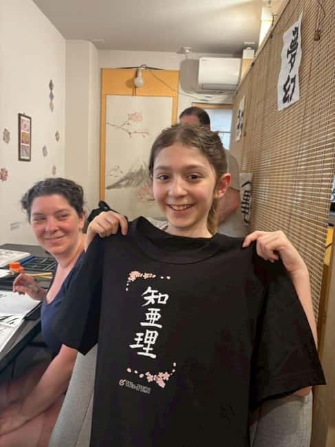 Calligraphy & print your calligraphy on a T-shirt. - Green tea + a postcard you write yourself